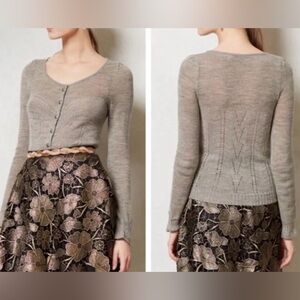 Knitted & Knotted by Anthropologie Gray Button Down Cardigan - Size S